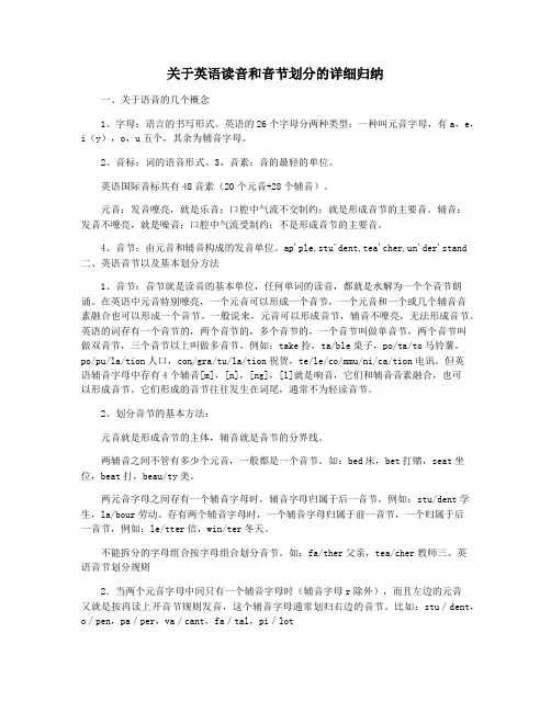 关于英语读音和音节划分的详细归纳