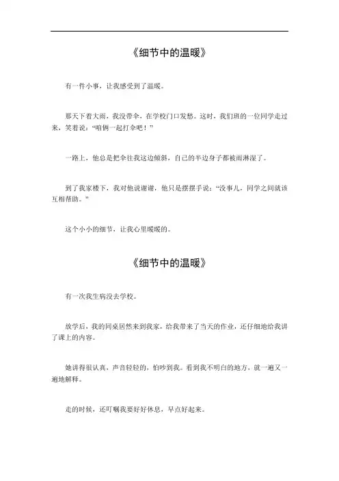 细节中的温暖作文初中