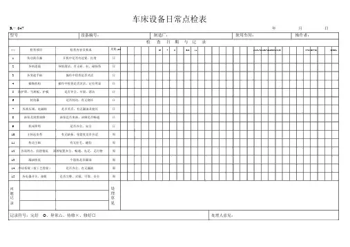车床日常点检表