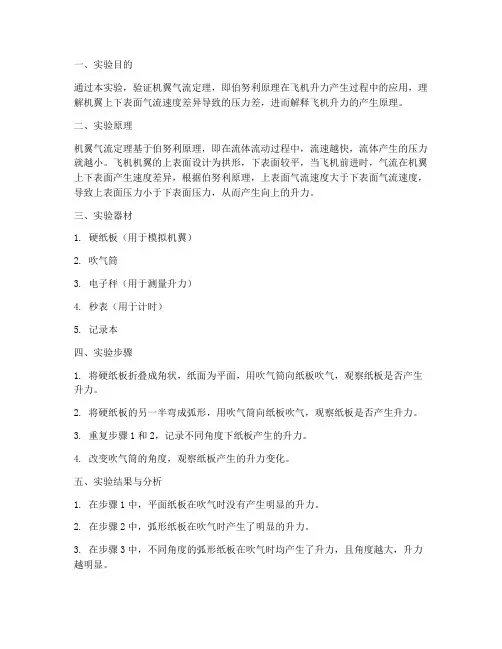 机翼气流定理实验报告