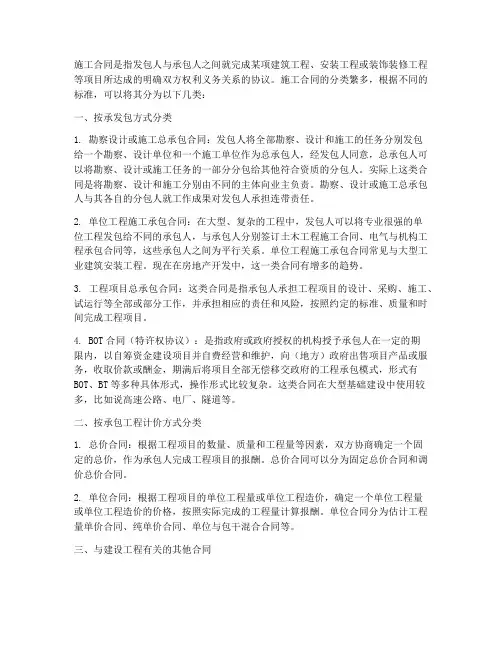 施工合同分为哪几类合同
