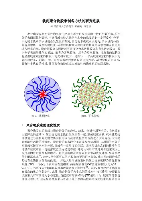 载药聚合物胶束制备方法的研究进展-1