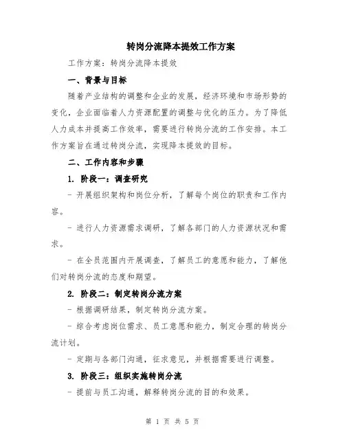 转岗分流降本提效工作方案