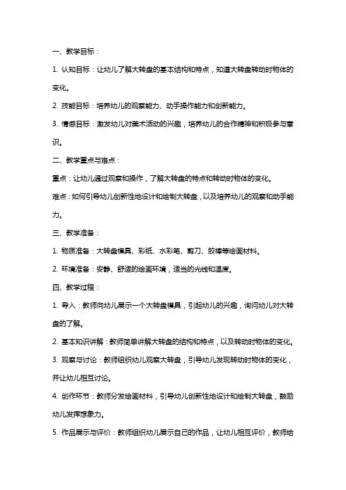 大班美术教案及教学反思《快乐的大转盘》