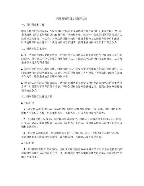 网络营销策划方案团队建设
