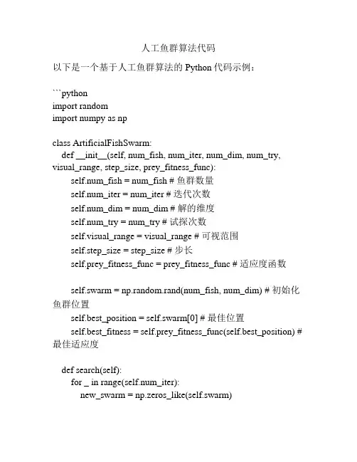 人工鱼群算法代码