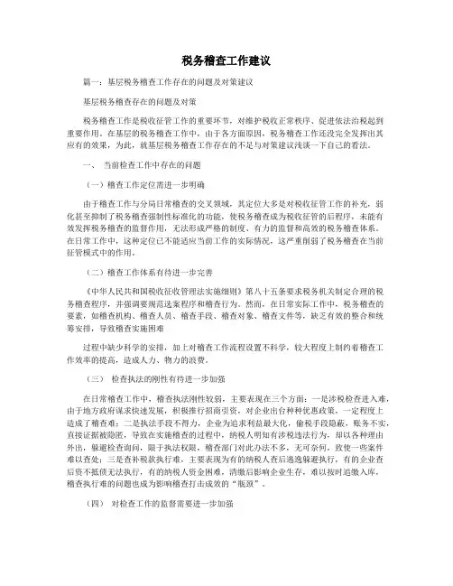 税务稽查工作建议