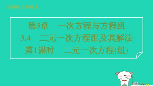 2024七年级数学上册第3章3.4二元一次方程组及其解法第1课时二元一次方程(组)课件新版沪科版