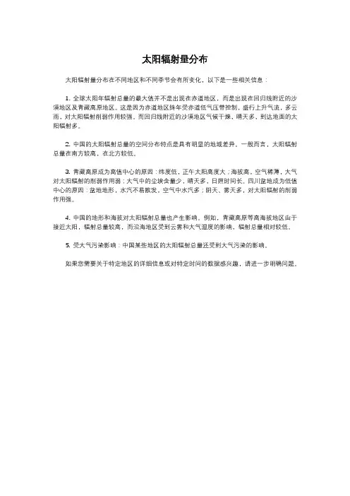 太阳辐射量分布