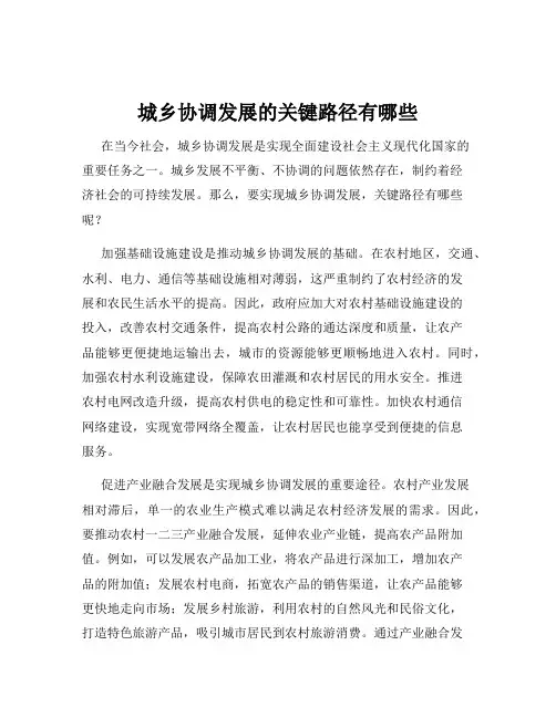城乡协调发展的关键路径有哪些