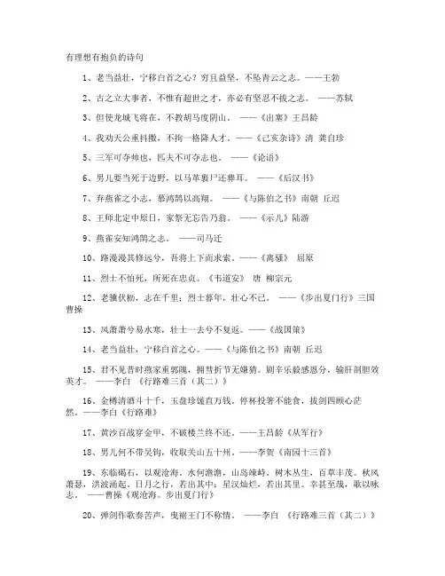 有理想有抱负的诗句