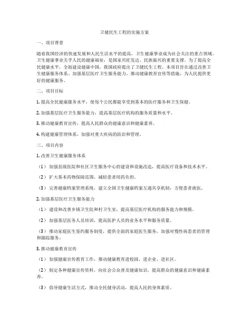 卫健民生工程的实施方案