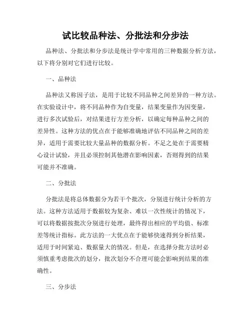 试比较品种法、分批法和分步法