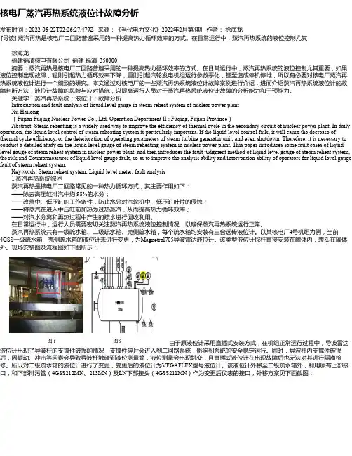 核电厂蒸汽再热系统液位计故障分析