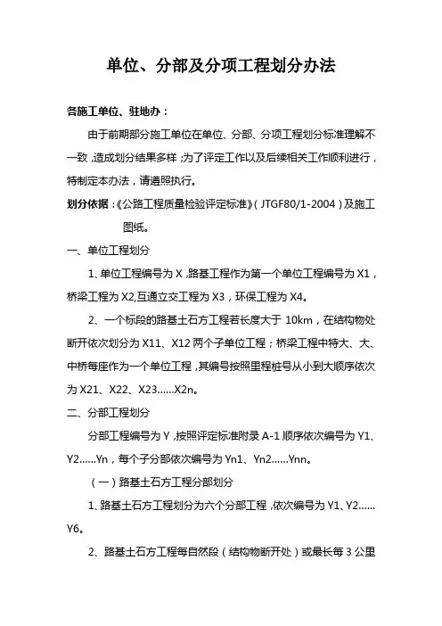 分部分项工程划分办法