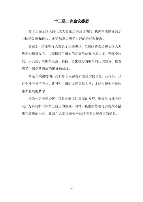 十三届二次会议感想