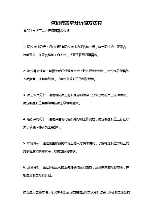 做招聘需求分析的方法有