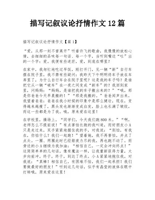 描写记叙议论抒情作文12篇