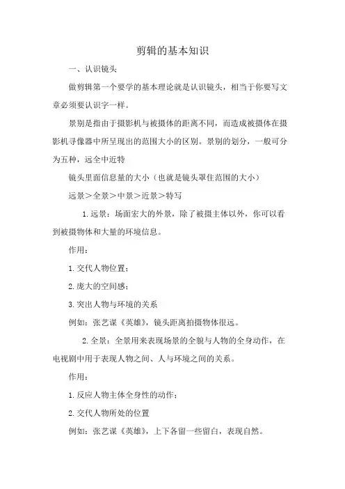剪辑的基本知识