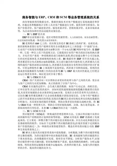 BI与ERP、SCM、CRM的关系