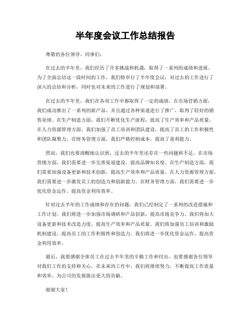 半年度会议工作总结报告