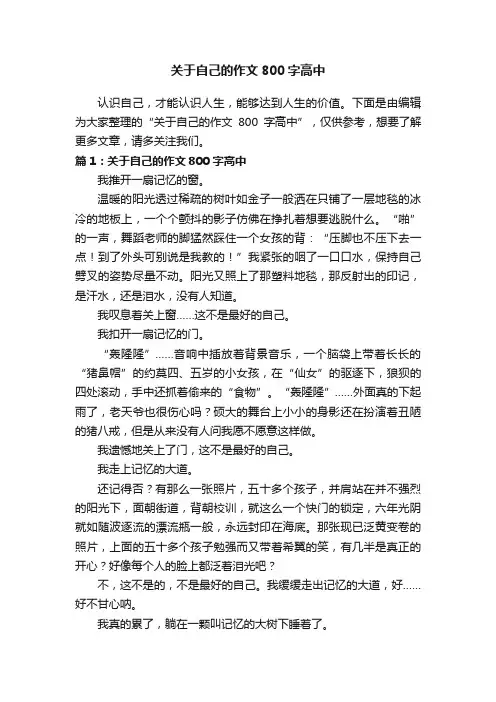 关于自己的作文800字高中