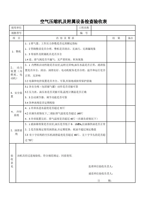 机械设备进场检查验收用表【范本模板】
