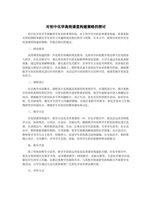 对初中化学高效课堂构建策略的探讨