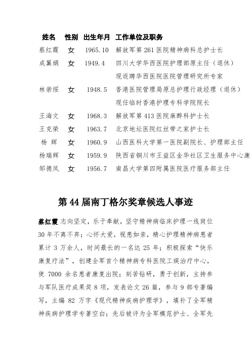 2013年南丁格尔奖获得者