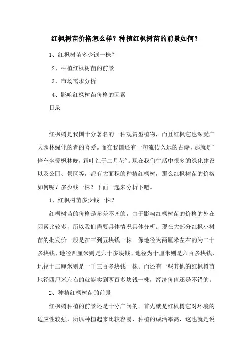 红枫树苗价格怎么样？种植红枫树苗的前景如何？