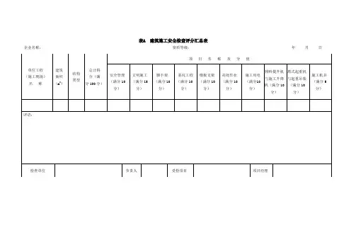 建筑施工安全检查标准JGJ59-2011(最新表格)