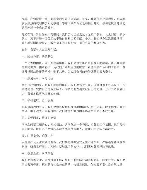 公司团建领导组织发言稿