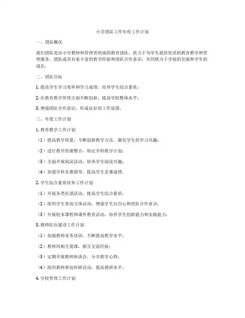 小学团队工作年度工作计划