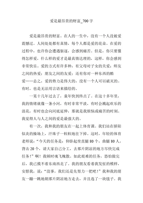 爱是最昂贵的财富_700字
