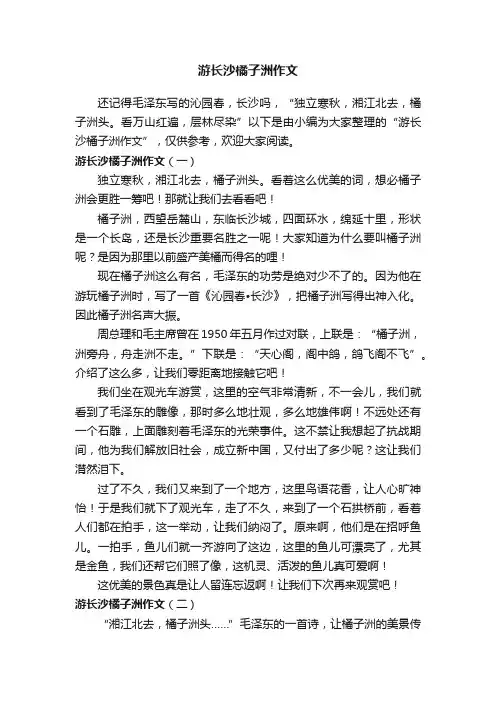 游长沙橘子洲作文