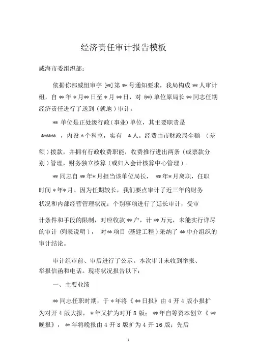 经济责任审计报告模板