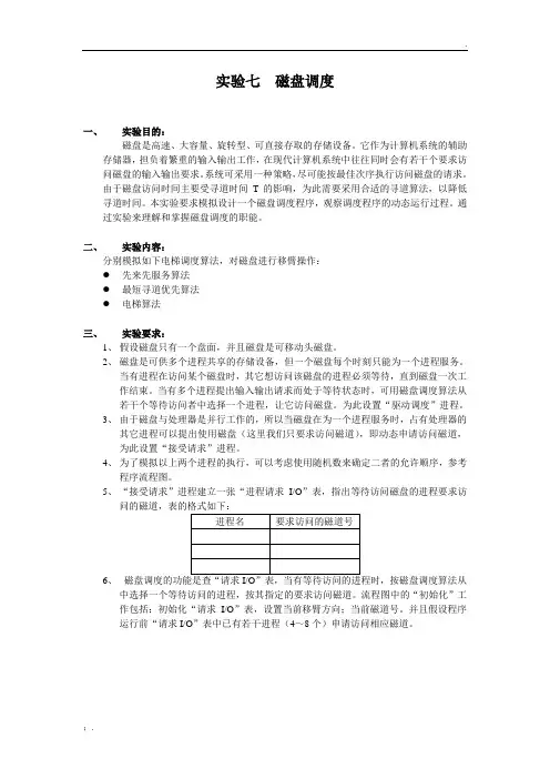 实验七 磁盘调度