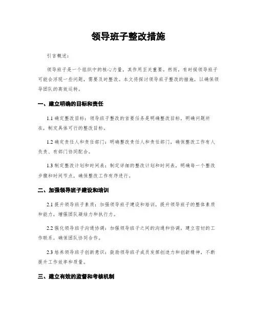 领导班子整改措施