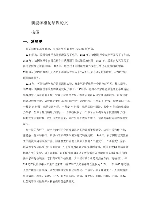 新能源概论结课论文