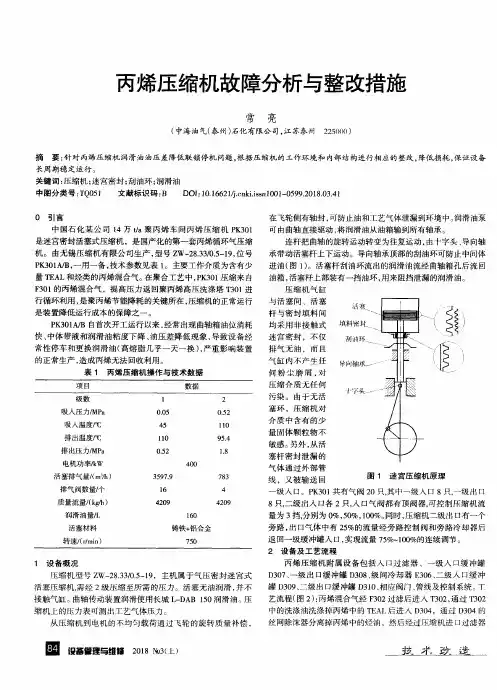 丙烯压缩机故障分析与整改措施