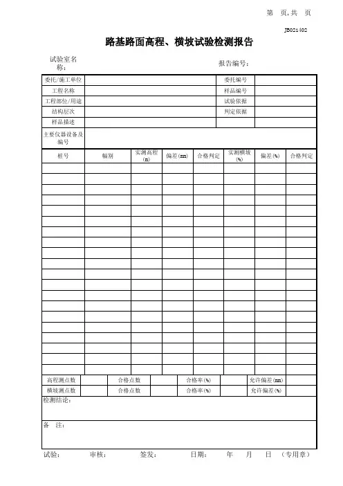 路基路面高程、横坡检测报告