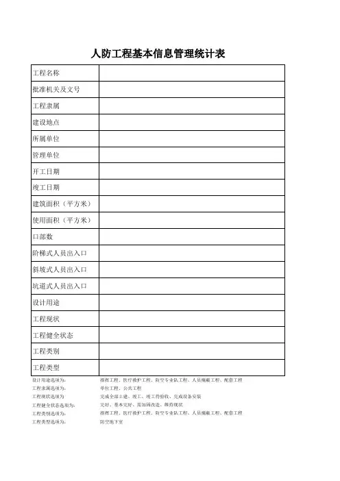 人防工程信息统计表