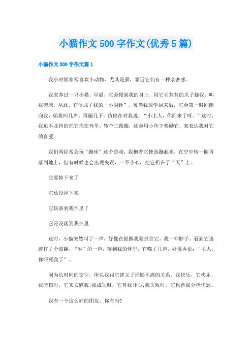 小猫作文500字作文(优秀5篇)