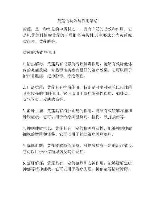 黄莲的功效与作用禁忌