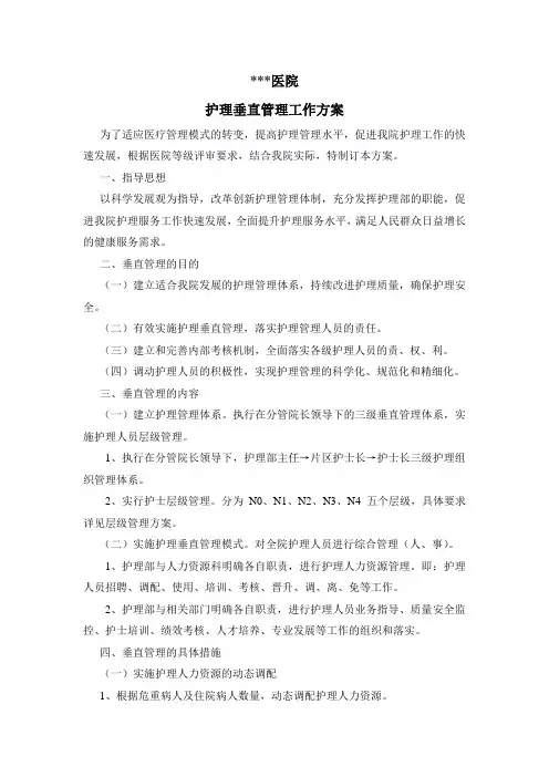 护理垂直管理工作方案
