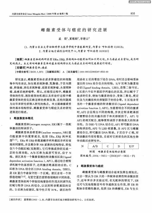 雌激素受体与癌症的研究进展