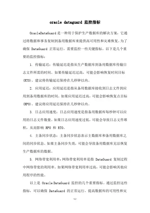 oracle dataguard 监控指标