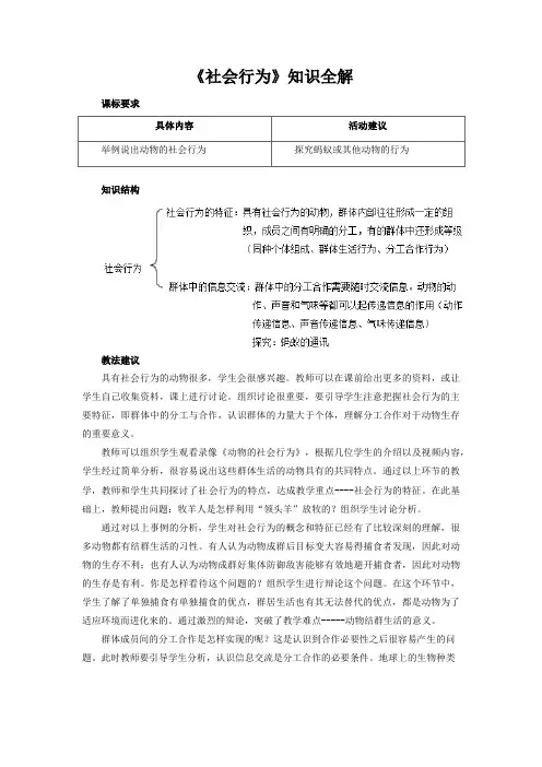 八年级生物上册《社会行为》知识全解