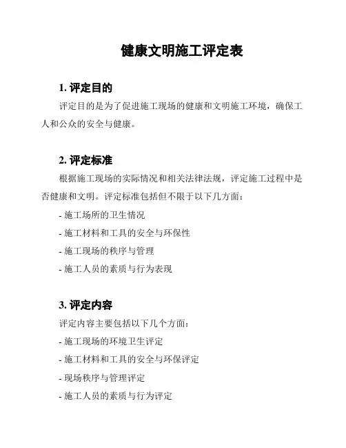 健康文明施工评定表