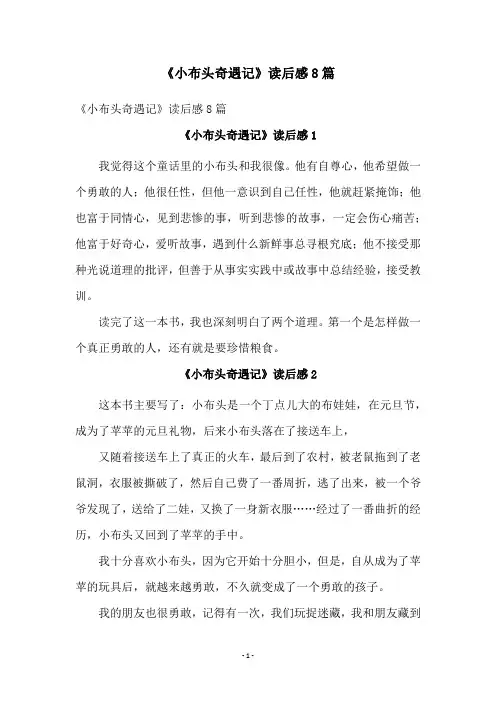 《小布头奇遇记》读后感8篇